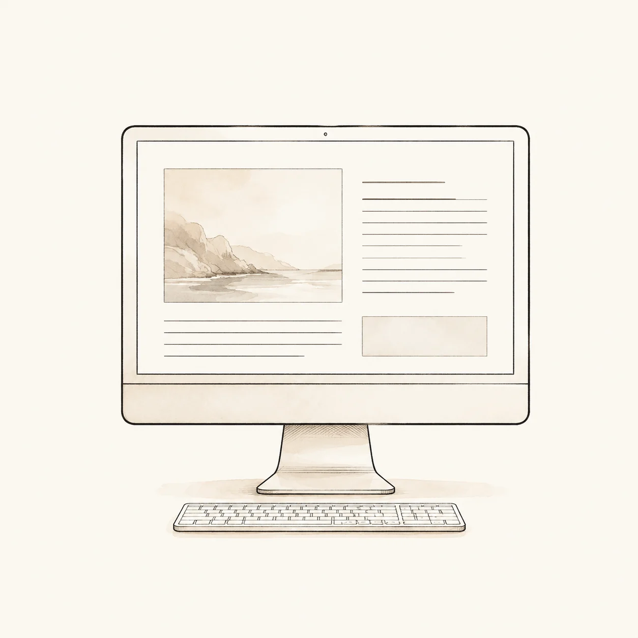 Line illustration of a campaign on a desktop screen