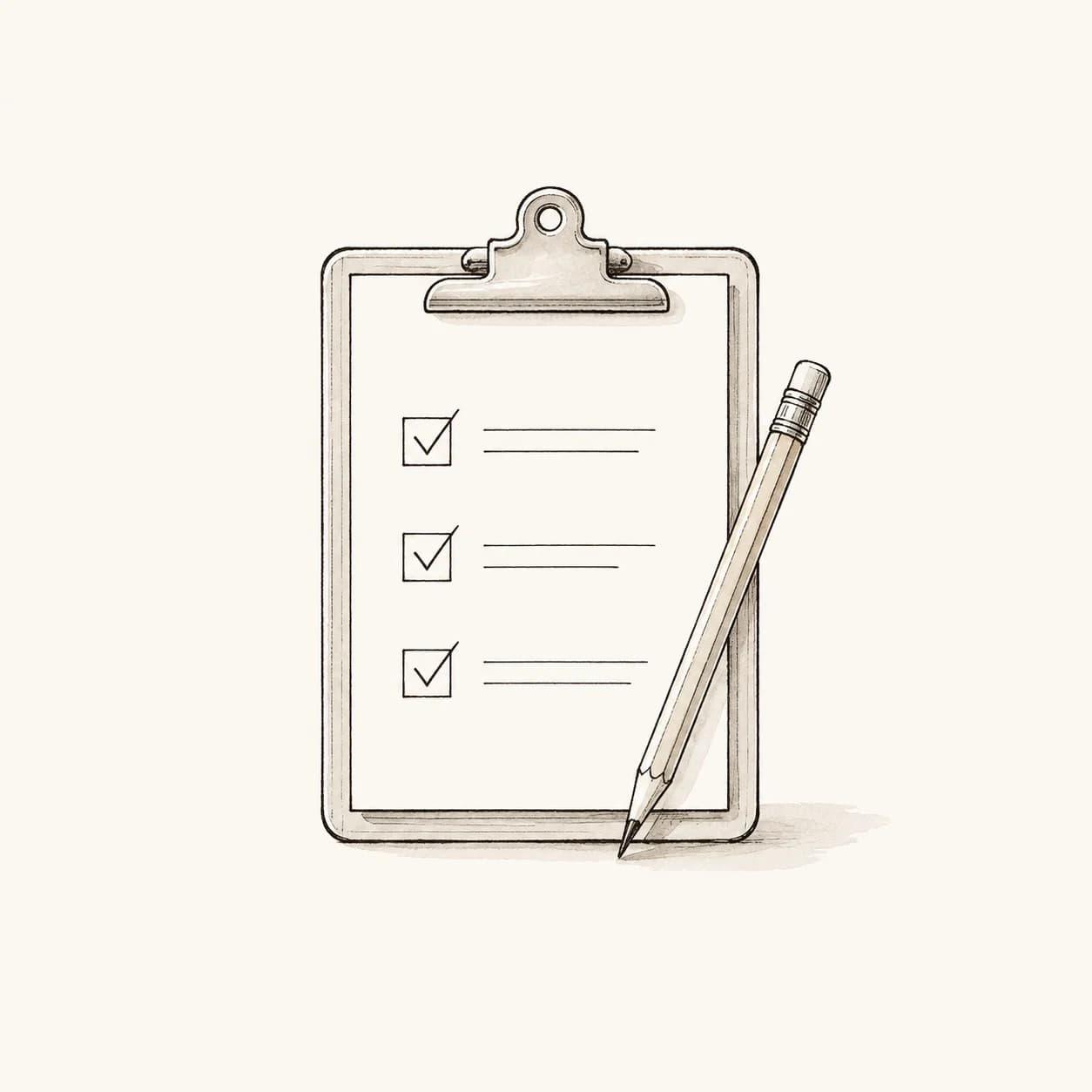 Line illustration of a treatment campaign plan and pencil