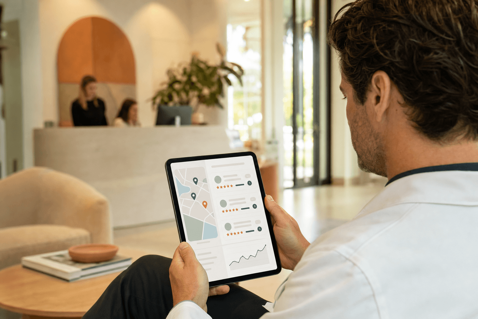 A dental practice owner reviewing local map visibility